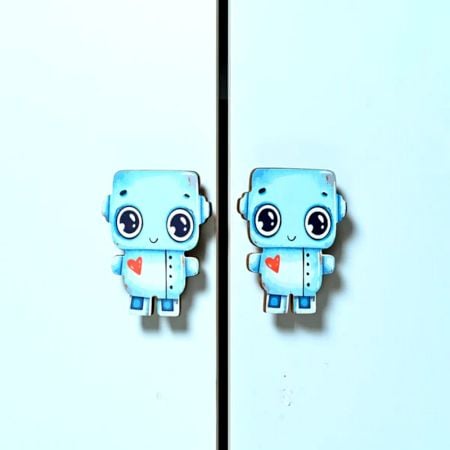 Handcrafted Acacia Wood Robot Handle Pair